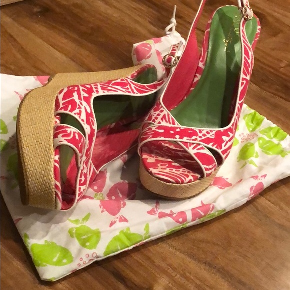 Lilly Pulitzer pink/white espadrille size 10 - Picture 3 of 9